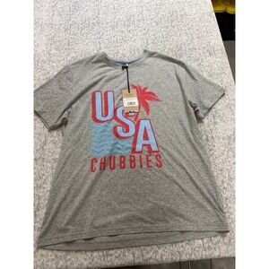 Chubbies Mens The Chub-Spangled Banner USA‎ Graphic T-Shirt Gray Medium NWT